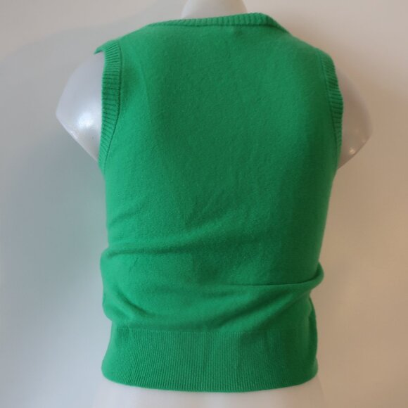 NWT Womens J.Crew Green V-Neck 100% Cashmere Sleeveless Pullover Sweater XXS - Picture 4 of 6